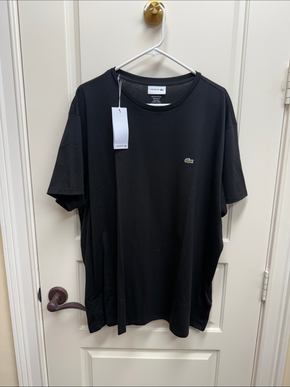 Lacoste Black Short Sleeve Crew Neck T-Shirt with Green Crocodile